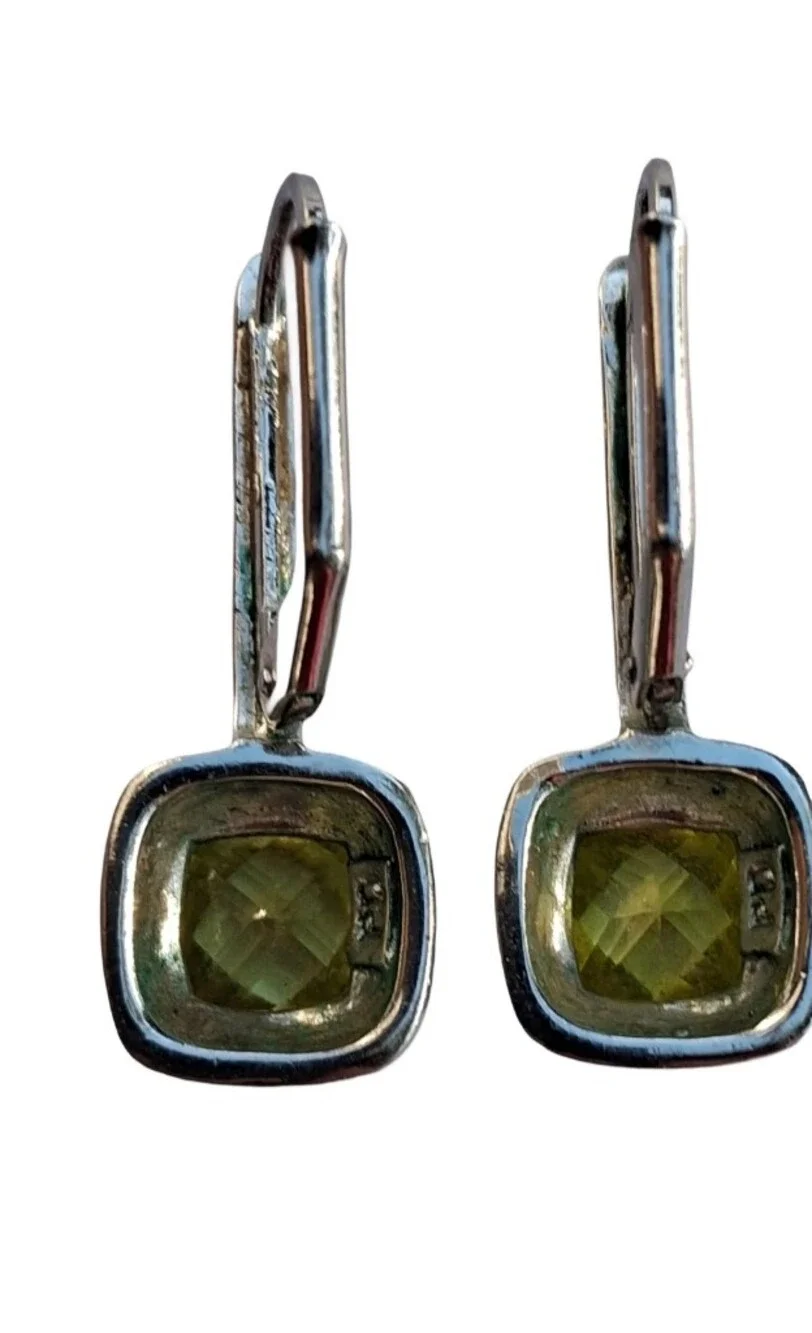 Premier Designs Vintage Cushion Cut Yellow Citrine Leverback Drop Earrings PD